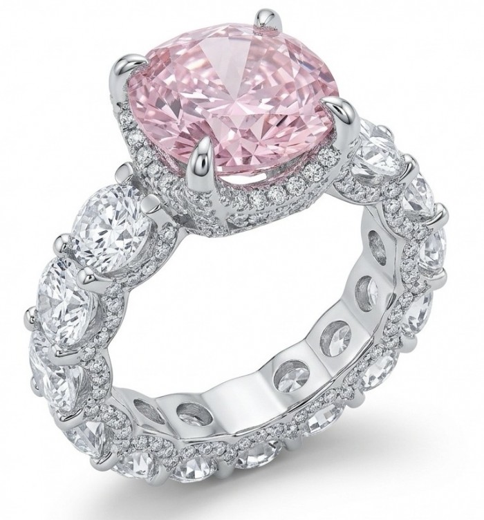Isabella - Light Pastel 12.7 carat real Kunzite .925 Silver handcrafted Cocktail Ring s. 8 1/4