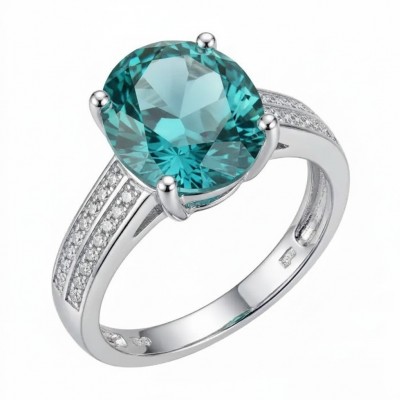 Wonderland 8.1 carat Paraiba Tourmaline .925 Sterling Silver Handcrafted Ring size 8