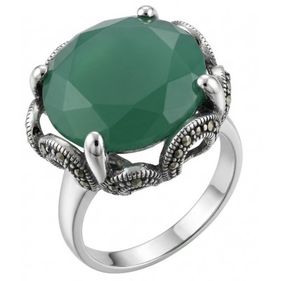 Stella - Very Unique authentic 14.5 carat Jade .925 Sterling Silver handcrafted Ring s. 7 1/4
