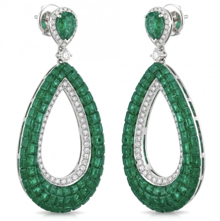 Ofelia - Authentic 5.5 CARAT natural pave Colombian Emerald .925 Sterling Silver handcrafted earrings