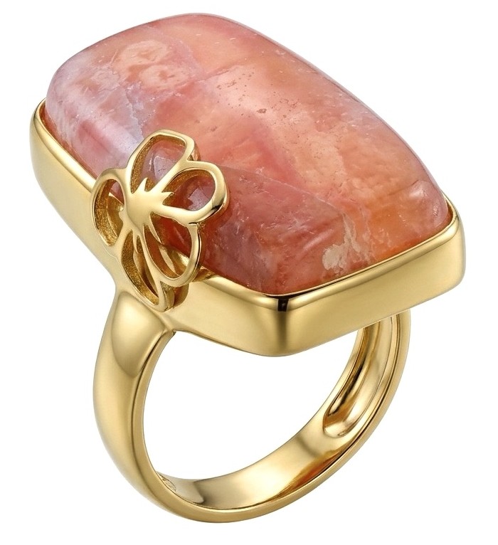 Large top quaity Argentinian Rhodochrosite 18K Gold over .925 Sterling Silver handmade ring size 8 ADJUSTABLE