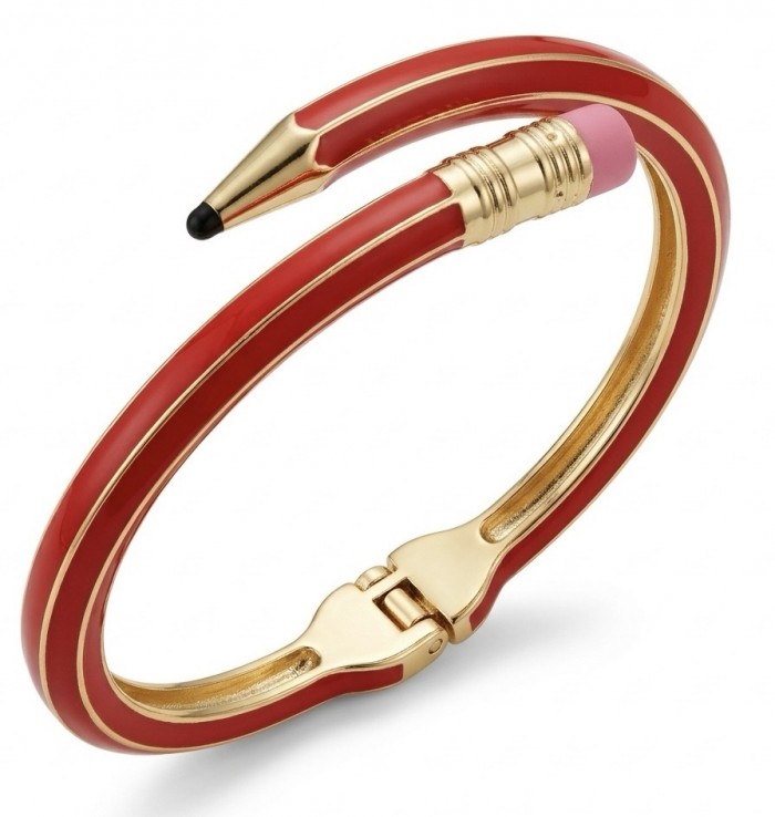 Pencil Enamel Hinge Bangle in Red Color Fashion Bracelet
