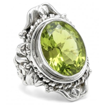 Big Dreamer Massive 25.8 carat Green Topaz .925 Sterling Silver handcrafted Large ring size 11