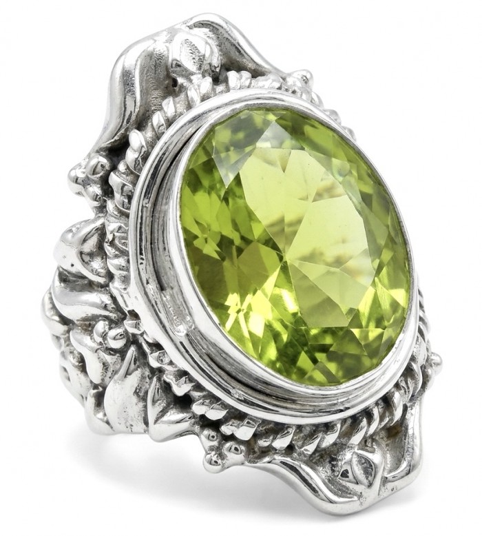 Big Dreamer Massive 25.8 carat Green Topaz .925 Sterling Silver handcrafted Large ring size 11