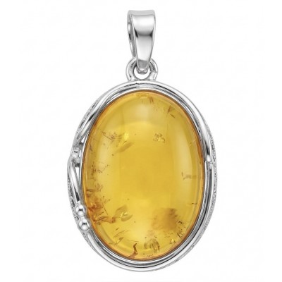 Prehistoric Authentic Golden Butterscotch Baltic Amber .925 Sterling Silver beautifully handcrafted Pendant