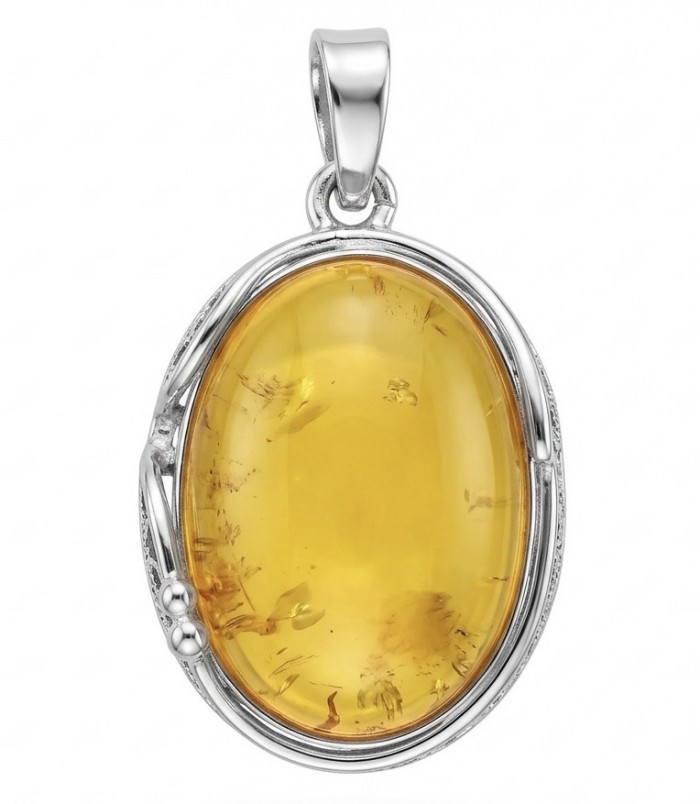Prehistoric Authentic Golden Butterscotch Baltic Amber .925 Sterling Silver beautifully handcrafted Pendant