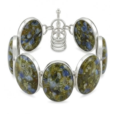 Bochemian Style Beauty 149.5 carat Rare Stichtite .925 Sterling Silver handcrafted Bracelet