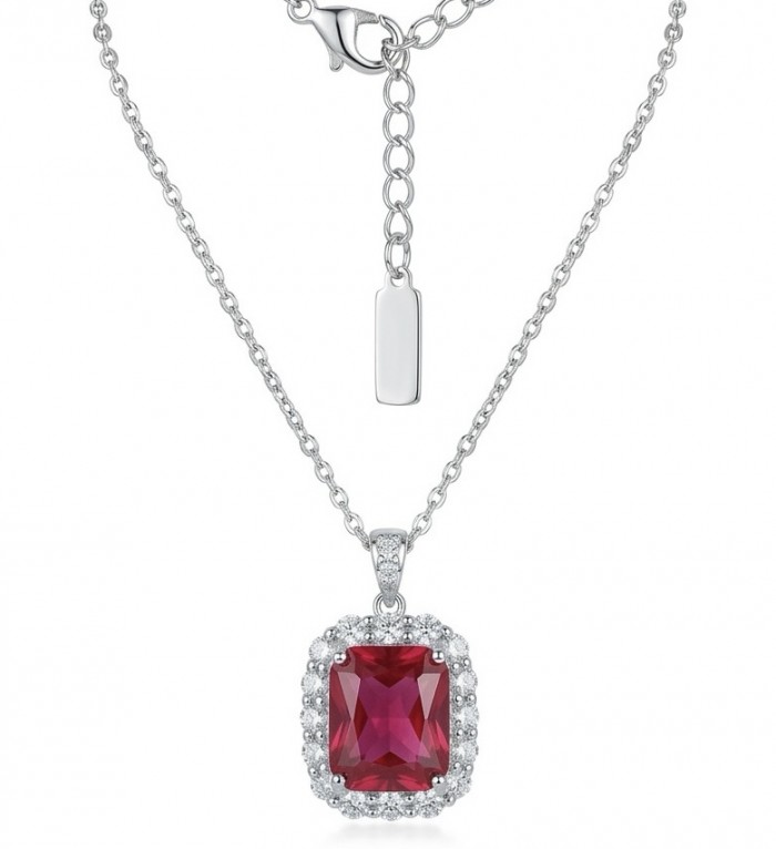 Authentic 12.2 CARAT Raspberry Pink Topaz .925 Sterling Silver handmade Necklace