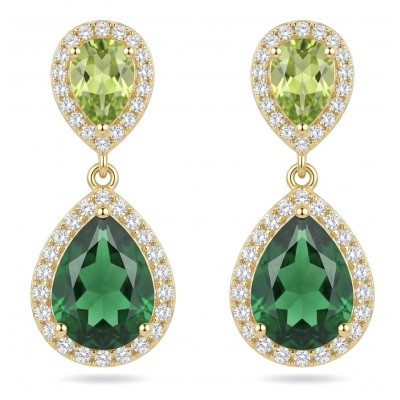 Natura - Authentic 4.5 CARAT natural Colombian Emerald 2.1 carat Peridot 22K Gold over .925 Sterling Silver handcrafted earrings