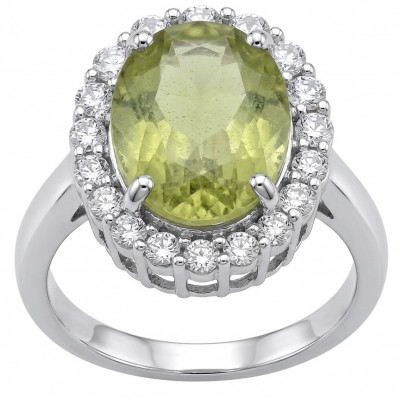Nature 10.9 carat authentic Himalayan Peridot .925 Sterling Silver dipped in Rhodium Handcrafted Statement Ring size 6