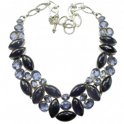 Luna 88.5 carat authentic Kyanite .925 Sterling Silver handcrafted MASSIVE STATEMENT Necklace