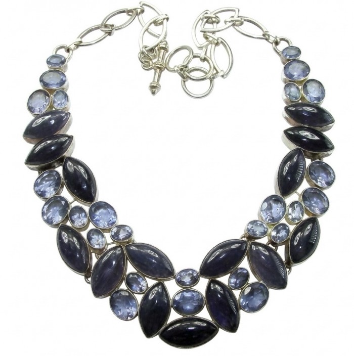Luna 88.5 carat authentic Kyanite .925 Sterling Silver handcrafted MASSIVE STATEMENT Necklace