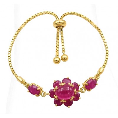 Bella Rosa - 29.4 carat authentic Mozambique Ruby .925 Sterling Silver dipped in 22K Gold handcrafted Bracelet