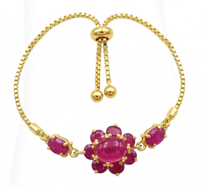 Bella Rosa - 29.4 carat authentic Mozambique Ruby .925 Sterling Silver dipped in 22K Gold handcrafted Bracelet