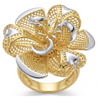 GOLDEN ROSE - Dubai Style - .925 Sterling Silver dipped in 22K Gold handmade Large ring size 7