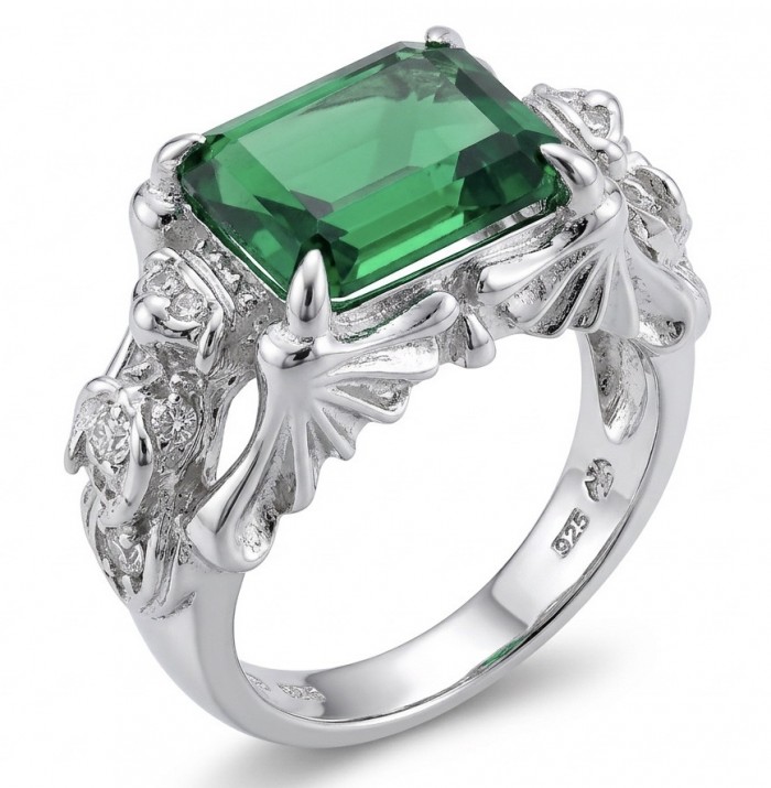 Two Dragons 8.9 carat authentic Tsavorite Garnet .925 Sterling Silver handcrafted Statement Ring s. 8 1/4