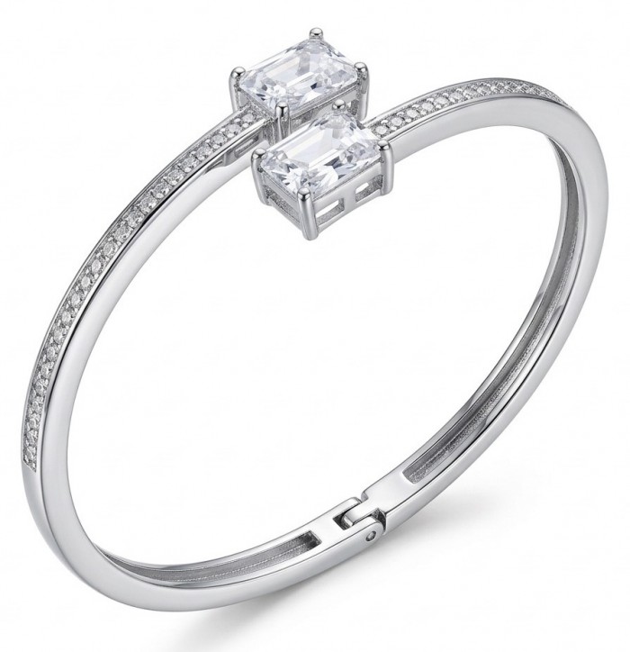 Precious Light Natural 12.2 carat Moissonite .925 Sterling Silver dipped in rhodium bracelet
