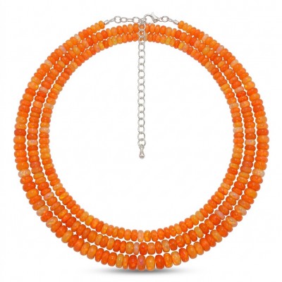 Mystery 11.2 carat Australian Orange Opal .925 Sterling Silver .925 Sterling Silver Statement Necklace