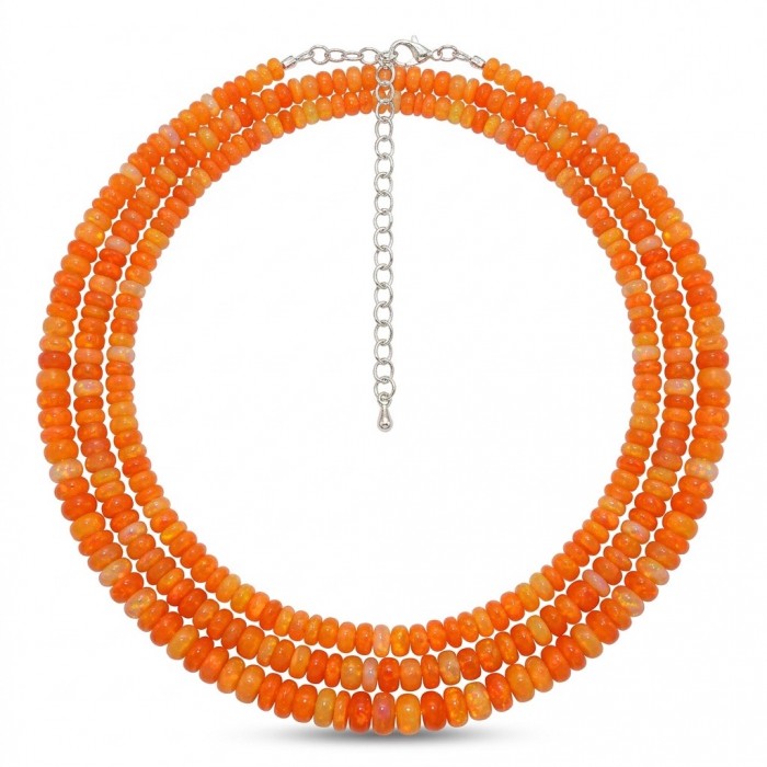Mystery 11.2 carat Australian Orange Opal .925 Sterling Silver .925 Sterling Silver Statement Necklace