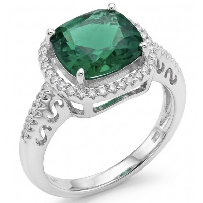 6.8 carat authentic Tsavorite Garnet .925 Sterling Silver handcrafted Statement Ring s. 8 1/4