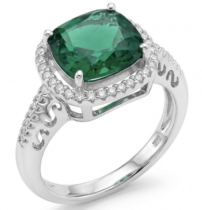 6.8 carat authentic Tsavorite Garnet .925 Sterling Silver handcrafted Statement Ring s. 8 1/4