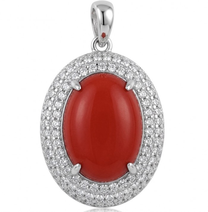 Elizabeth Natural Fossilized Coral .925 Sterling Silver handmade pendant
