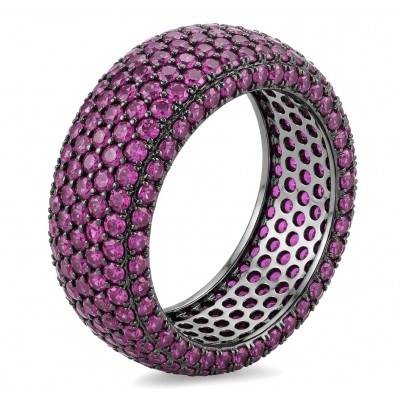 Giovanna 8.7 carat pave Kashmir Ruby .925 Sterling Silver handmade Statement Ring size 6 3/4