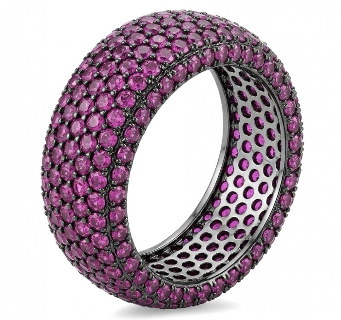 Giovanna 8.7 carat pave Kashmir Ruby .925 Sterling Silver handmade Statement Ring size 6 3/4