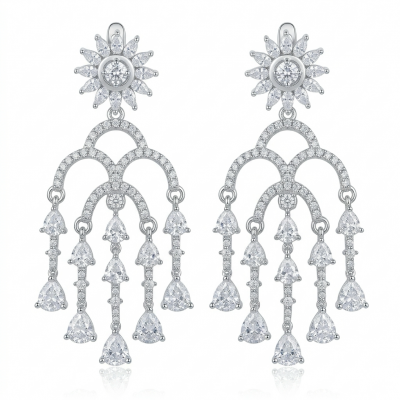 Classy Beauty Genuine 2.4 carat Moissanite .925 Sterling Silver handcrafted Earrings