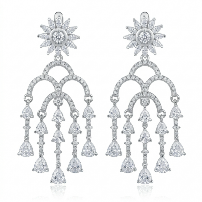 Classy Beauty Genuine 2.4 carat Moissanite .925 Sterling Silver handcrafted Earrings