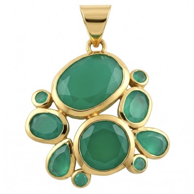 Green Royalty - 25.8 carat Colombian Emerald .925 Sterling Silver dipped in 22K Gold handmade Statement pendant