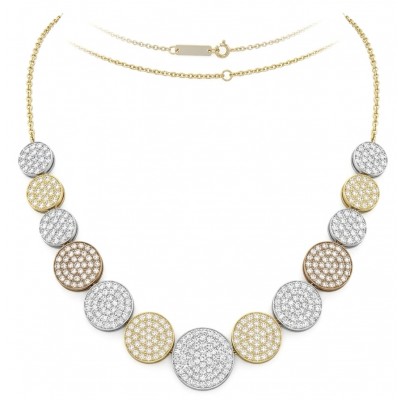 Precious 7.2 carat pave White Topaz 2 tones .925 Sterling Silver Golden Handcrafted Necklace