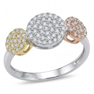 Precious 4.2 carat pave White Topaz 2 tones .925 Sterling Silver Handcrafted Cocktail Ring s. 8