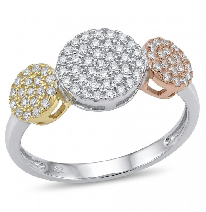 Precious 4.2 carat pave White Topaz 2 tones .925 Sterling Silver Handcrafted Cocktail Ring s. 8
