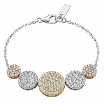 Precious 7.9 carat pave White Topaz 2 tones .925 Sterling Silver Golden Handcrafted Statement Bracelet