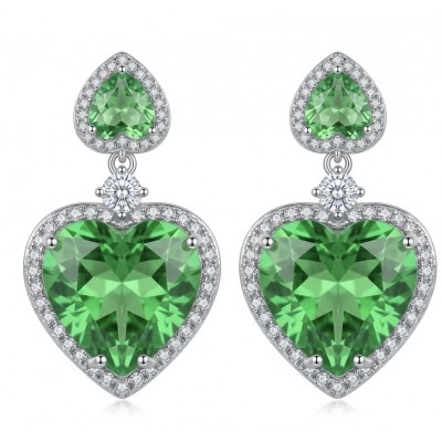 MOTHER NATURE - 18.5 carat Green Topaz .925 Sterling Silver handmade Statement earrings
