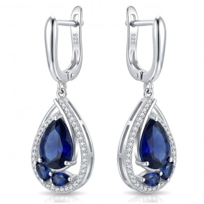 Vintage style - Giovanna - 6.8 carat Sapphire .925 Sterling Silver handcrafted earrings