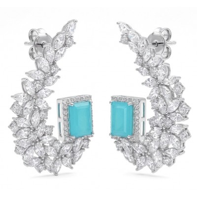 Royalty 4.2 carat Paraiba Tourmaline .925 Sterling Silver entirely handmade earrings