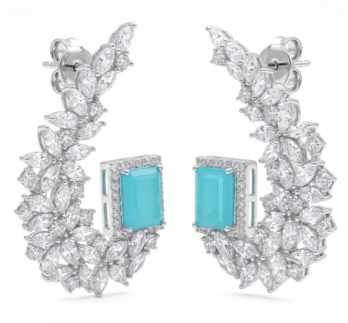 Royalty 4.2 carat Paraiba Tourmaline .925 Sterling Silver entirely handmade earrings