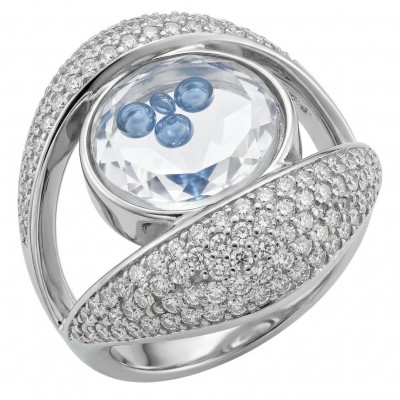 Floating Memories 12.5 carat Sapphire rhodium over .925 Sterling Silver Handcrafted Ring size 8