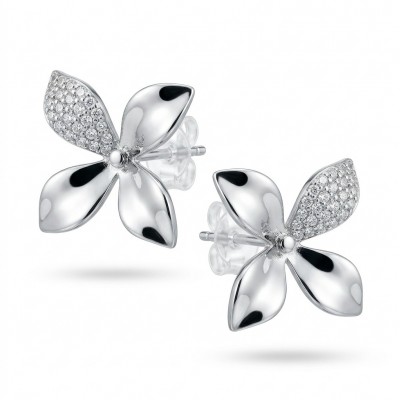 Authentic 0.5 CARAT natural pave White Topaz .925 Sterling Silver handcrafted earrings