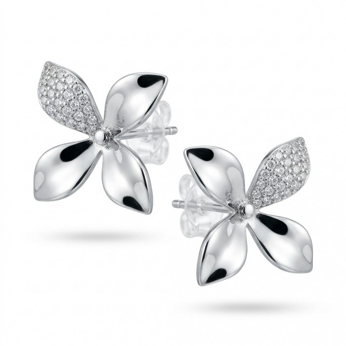 Authentic 0.5 CARAT natural pave White Topaz .925 Sterling Silver handcrafted earrings