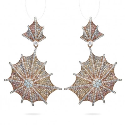 Oceania Precious 4.1 carat pave White Topaz 18K Rose Gold over .925 Sterling Silver Golden Handcrafted Earrings