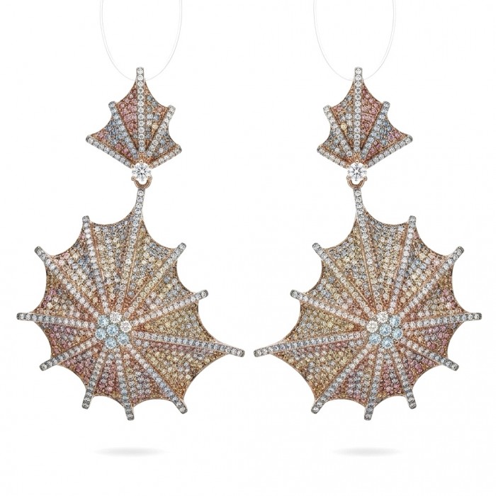 Oceania Precious 4.1 carat pave White Topaz 18K Rose Gold over .925 Sterling Silver Golden Handcrafted Earrings