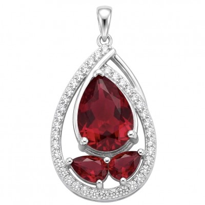 Vintage Beauty 5.7 carat Ruby Rhodium over .925 Sterling Silver handcrafted pendant