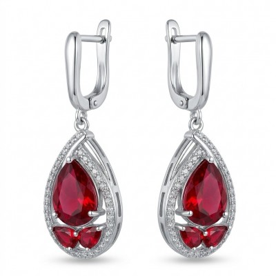 Vintage style - Giovanna - 6.8 carat Red .925 Sterling Silver handcrafted earrings