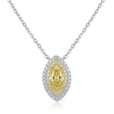 Luxurious marquise cut 10.5 carat Yellow Sapphire rhodium over .925 Sterling Silver handcrafted necklace