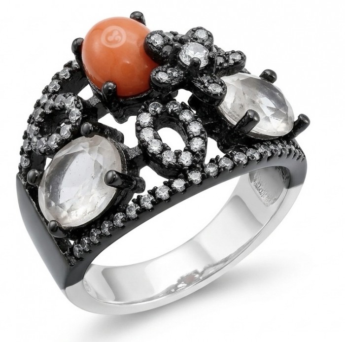 Queen of Fire best quality 2.4 carat Mexican Opal black rhodium over .925 Sterling Silver handmade ring 7