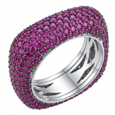 Giovanna 8.7 carat pave Kashmir Ruby .925 Sterling Silver handmade Statement Ring size 6 3/4