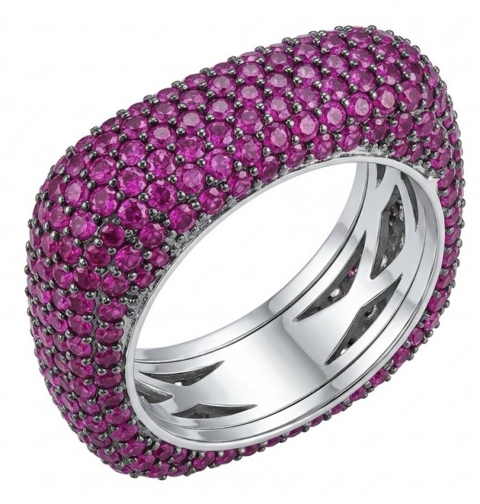 Giovanna 8.7 carat pave Kashmir Ruby .925 Sterling Silver handmade Statement Ring size 6 3/4 - video